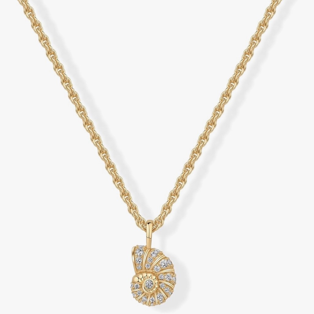 NEW 14k Gold Plated Elegant Gold Nautilus Pendant Necklace